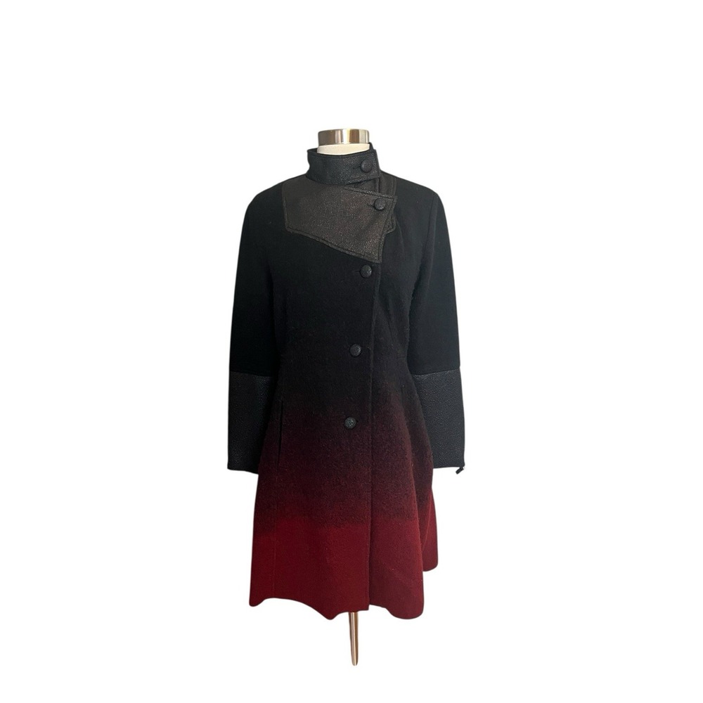 Stella Carakasi Coat Size XS Black Red Ombre Boucle Duster